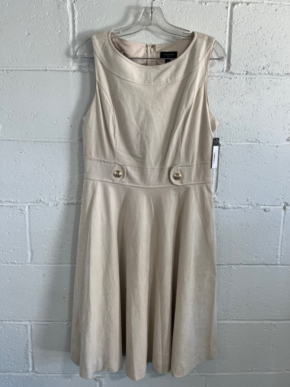 Tahari Ultra-suede Sleeveless Fit-and-Flare Dress- Size 10